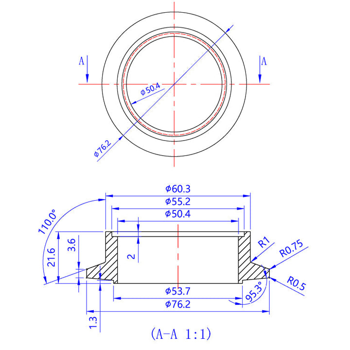 Turbo Inlet Flange - TiAL V-Band Housing for Garrett GT28/GTX28, GT30/GTX30, GT35/GTX35 - 304 Stainless
