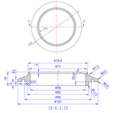 Turbo Compressor Flange - Garrett GT42, GT45/GTX45, GT47/GTX47, GTX50, GT55/GTX55 - 6061 Aluminum