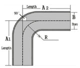 2.500" OD 16ga 90° Mandrel Bend - Polished OD - 6061 Aluminum - (3.750" CLR / 6.000" Legs)