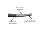 -6AN Black Nylon Braided Flex Hose with Reinforced Rubber Liner - 20 Foot Length