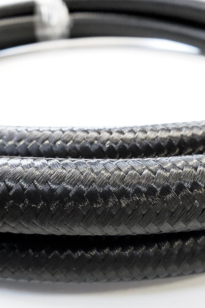 -16AN Black Nylon Braided Flex Hose with Reinforced Rubber Liner - 50 Foot Length
