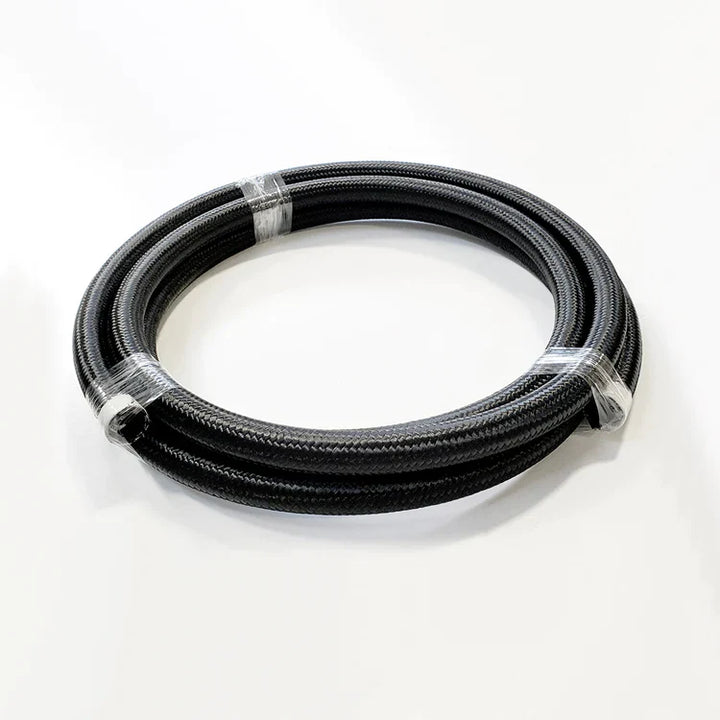 -12AN Black Nylon Braided Flex Hose with Reinforced Rubber Liner - 20 Foot Length
