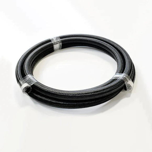 -12AN Black Nylon Braided Flex Hose with Reinforced Rubber Liner - 50 Foot Length