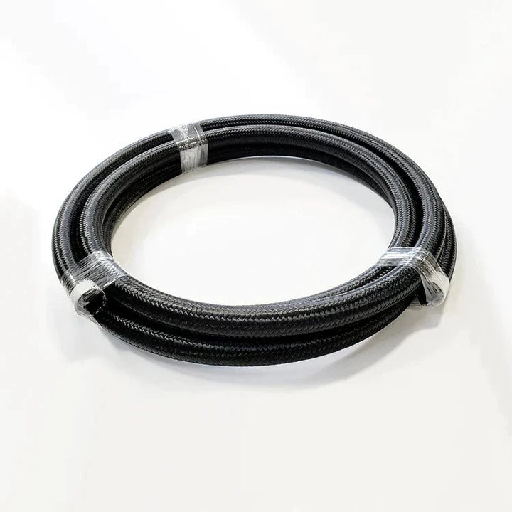 -16AN Black Nylon Braided Flex Hose with Reinforced Rubber Liner - 50 Foot Length