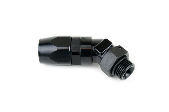 RaceFlux: 45-DEGREE Swivel AN Hose End to Male O-Ring Boss Fitting