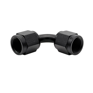 -20AN Female AN Flare Union 90° Adapter, Swivel Style, Black Hard Anodized Aluminum