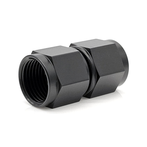 -3AN Female AN Flare Union Straight Adapter, Swivel Style, Black Hard Anodized Aluminum