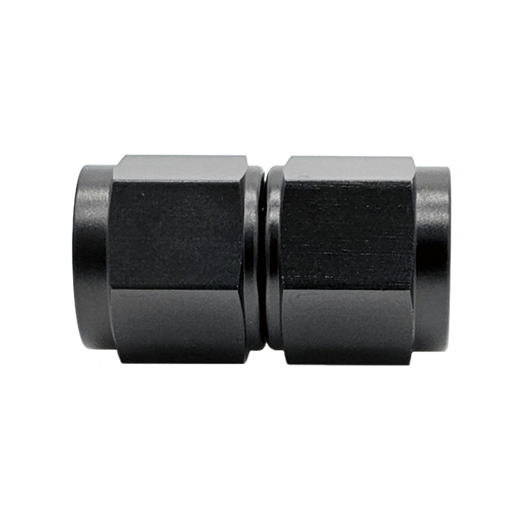 -6AN Female AN Flare Union Straight Adapter, Swivel Style, Black Hard Anodized Aluminum