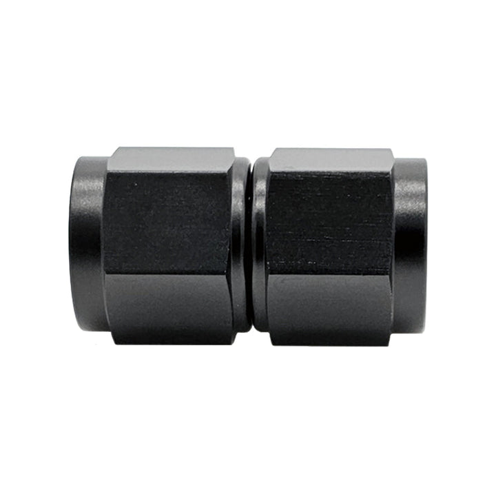 -6AN Female AN Flare Union Straight Adapter, Swivel Style, Black Hard Anodized Aluminum
