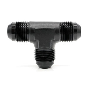 -3AN Male AN Flare Tee, Black Hard Anodized Aluminum
