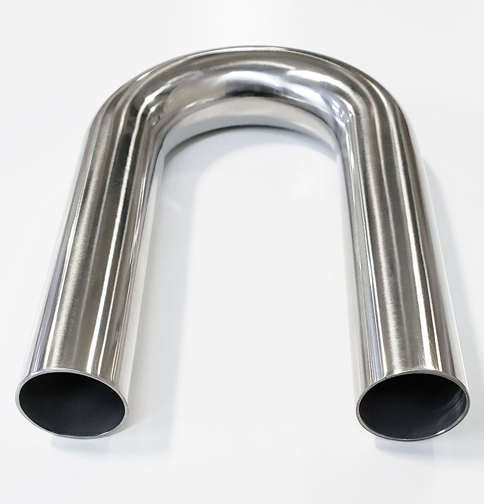 2.000" OD 16ga 180° Mandrel Bend - Polished OD - 6061 Aluminum - (3.000" CLR / 6.000" Legs)