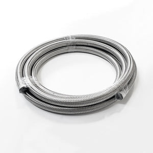-4AN Stainless Steel Braided Flex Hose with Reinforced Rubber Liner - 10 Foot Length