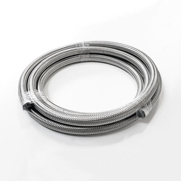 -4AN Stainless Steel Braided Flex Hose with Reinforced Rubber Liner - 10 Foot Length