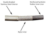 -16AN Stainless Steel Braided Flex Hose with Reinforced Rubber Liner - 10 Foot Length