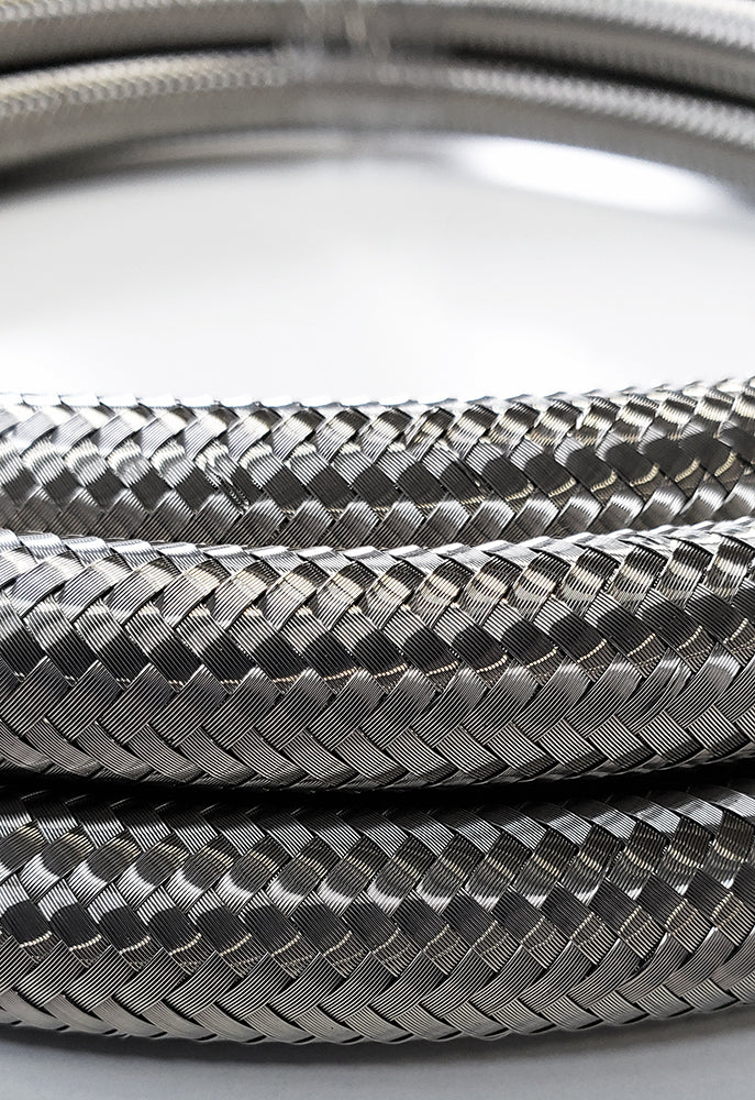-12AN Stainless Steel Braided Flex Hose with Reinforced Rubber Liner - 5 Foot Length