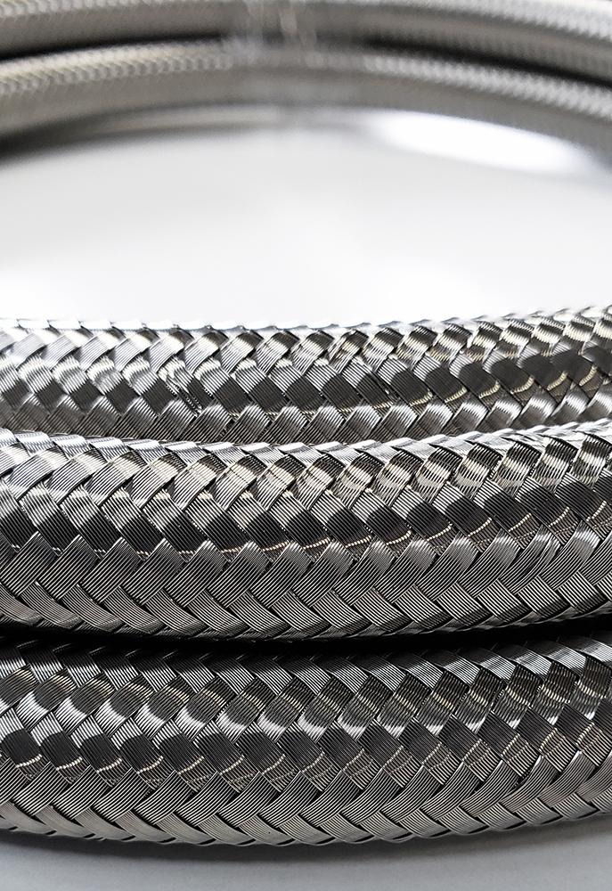 -8AN Stainless Steel Braided Flex Hose with Reinforced Rubber Liner - 20 Foot Length