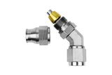 RaceFlux: PTFE 45-DEGREE Double Swivel Hose End Fitting, Stainless Steel